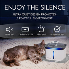 Dog water fountain with a large capacity, ideal for multiple pets, equipped with a stainless steel design for hygiene and easy cleaning, ensuring your pets stay hydrated throughout the day