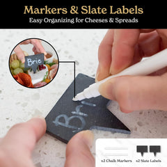 Sustainable bamboo cheese board set, designed for serving an assortment of cheeses, fruits, crackers, and meats, ideal for casual or elegant dining experiences