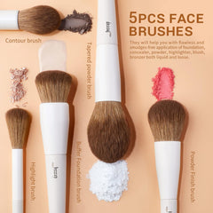 A set of vegan-friendly makeup brushes made from synthetic materials, perfect for cruelty-free beauty enthusiasts looking for high-quality tools