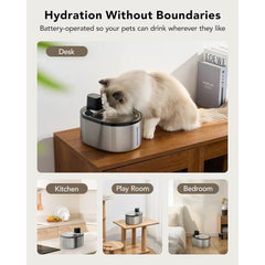 Quiet electric cat water fountain with adjustable flow for indoor use