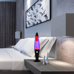Black base liquid motion lamp with a captivating lava flow, ideal for ambient lighting in any modern or retro home decor
