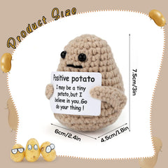 Adorable crochet potato toy crafted with love, featuring soft, eco-friendly yarns and a happy, positive design for all ages