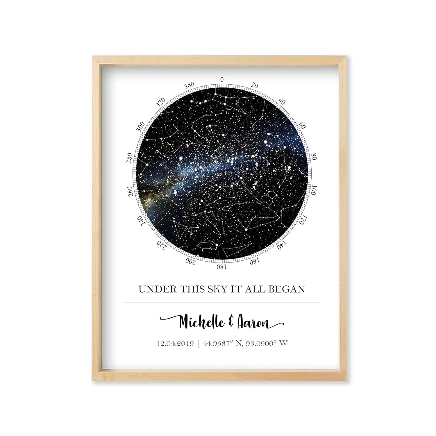 Custom Star Map Print – Personalized night sky map wall art, great gift for anniversaries and weddings