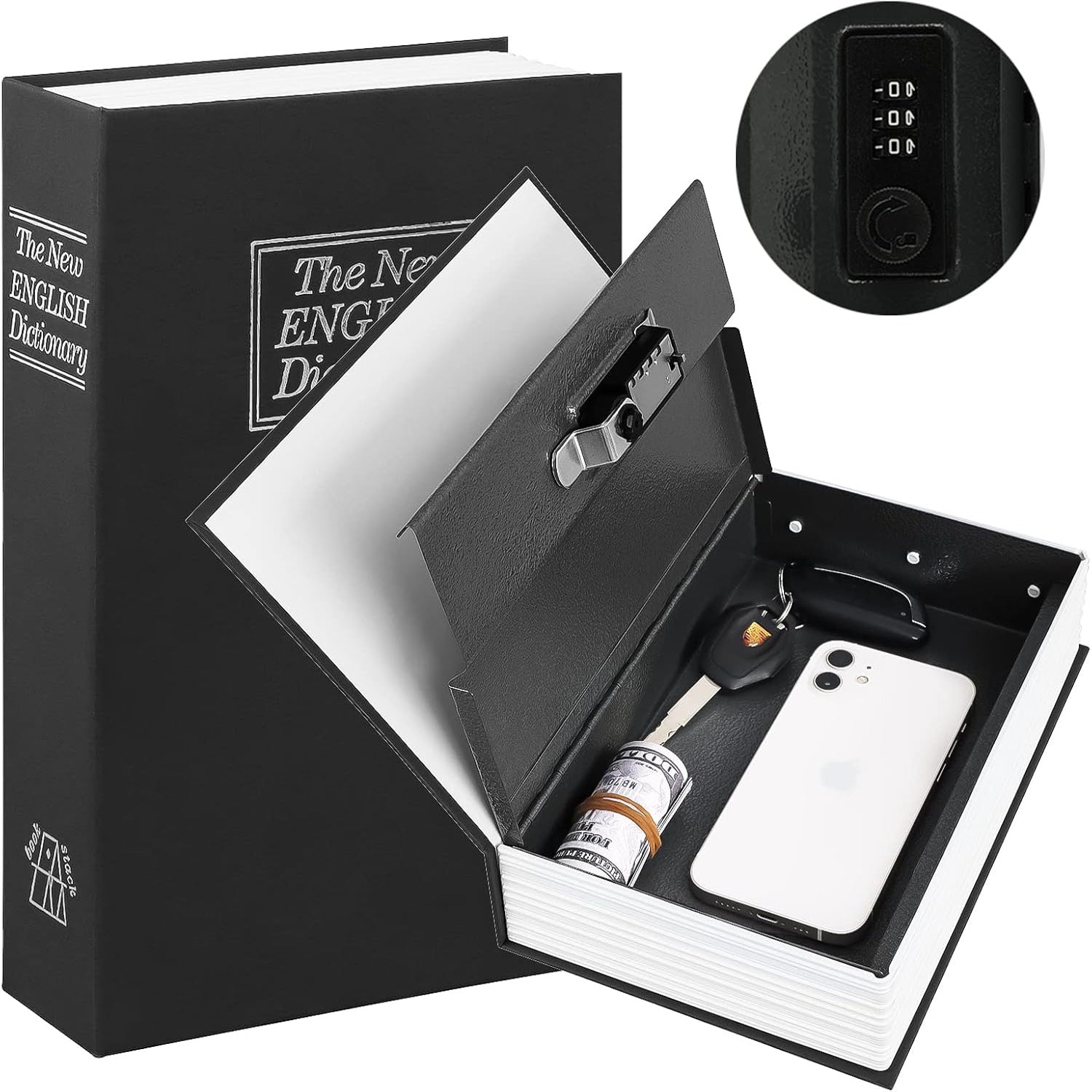 Diversion book safe with combination lock for secure storage