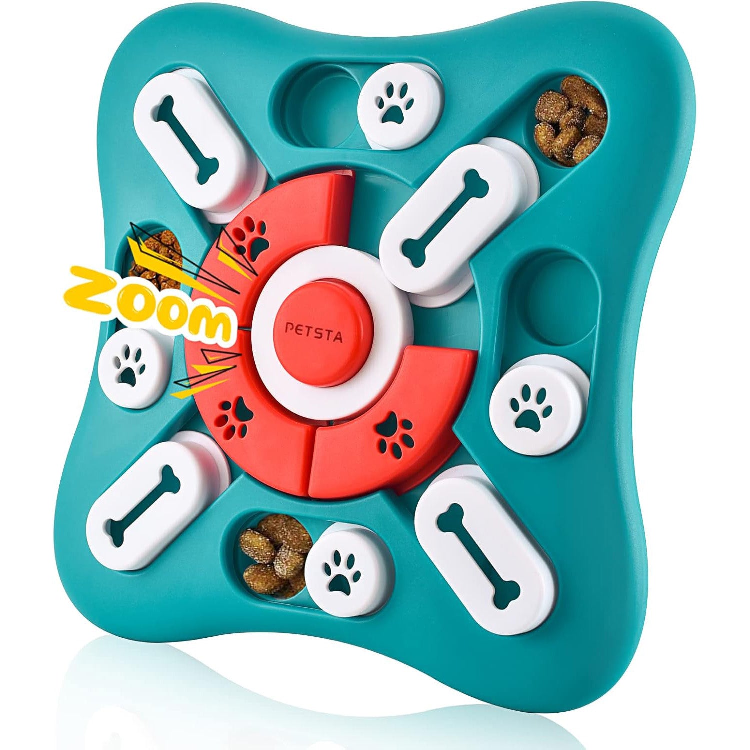 Dog puzzle toy for mental stimulation, featuring treat compartments that challenge and engage dogs, keeping them entertained and mentally active