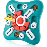 Dog puzzle toy for mental stimulation, featuring treat compartments that challenge and engage dogs, keeping them entertained and mentally active