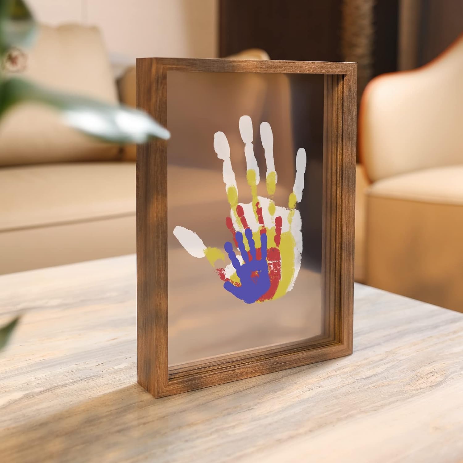 A beautiful family handprint frame for preserving handprints and creating a cherished keepsake for special moments