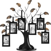 Elegant family tree picture frames for wall décor, featuring a unique design and six hanging photo slots to display cherished family memories