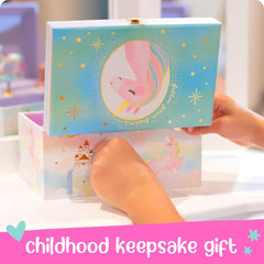 Jewelry storage box for kids with unicorn and melody