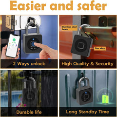 Keyless padlock using fingerprint technology for convenient access, suitable for both indoor and outdoor use