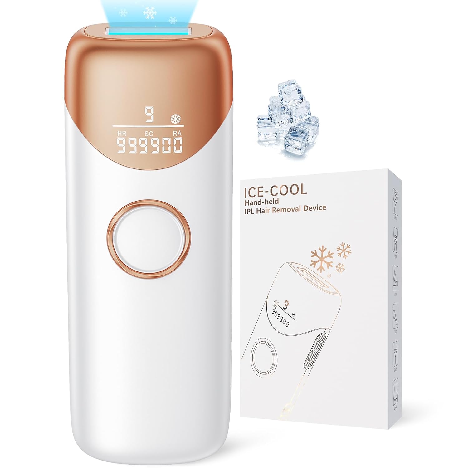 Laser hair removal device with 5℃ ice cooling technology for smooth and painless hair removal at home