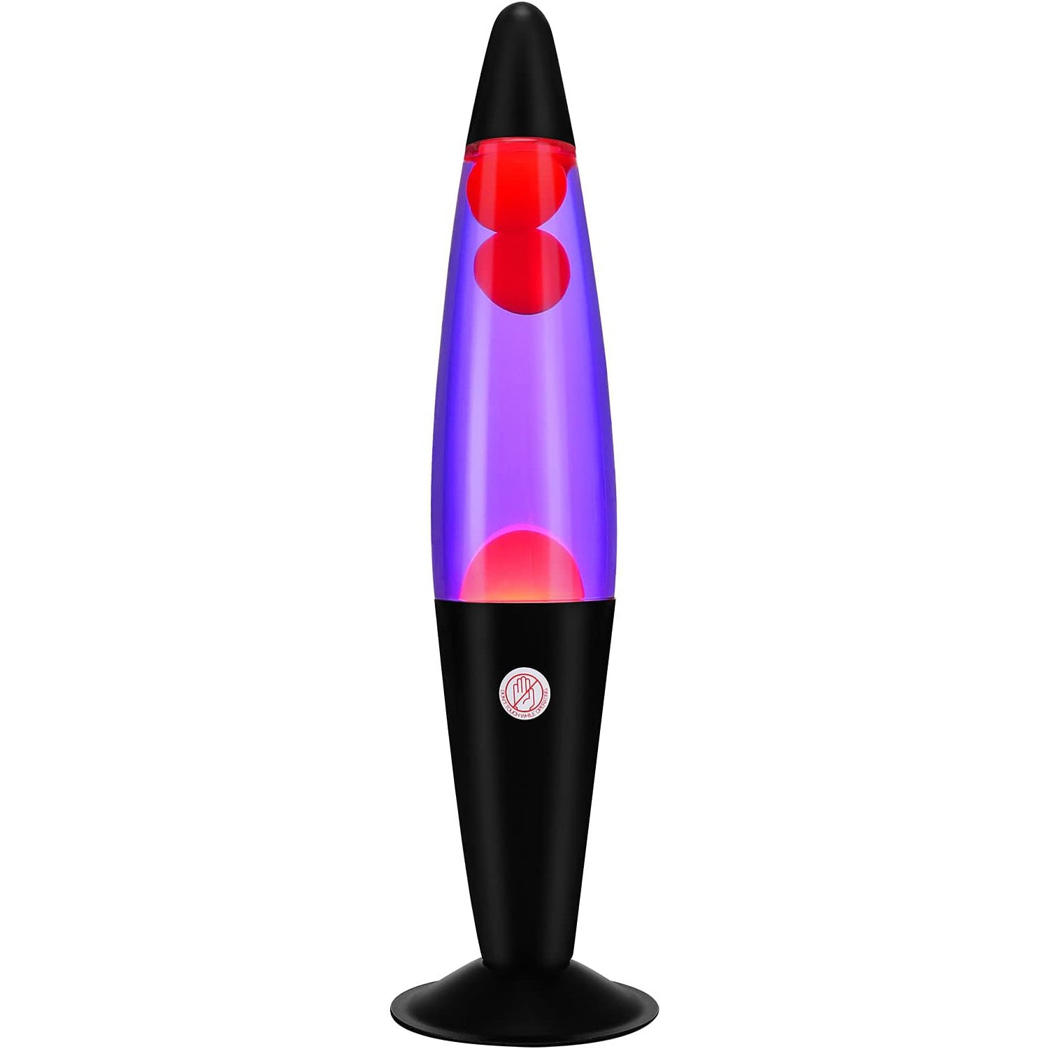 Liquid motion lamp with mesmerizing flowing lava effect, designed with a sleek black base, perfect for retro decor and mood lighting