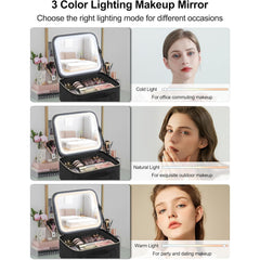 Comprehensive makeup kit complete with an LED mirror, ensuring makeup enthusiasts have everything they need for a flawless look