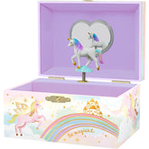 Musical jewelry box for girls with unicorn design and melody