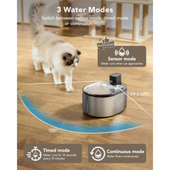 Stainless steel cat water dispenser for pets with replaceable filter