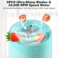 Travel blender with USB charging, great for making smoothies and protein shakes while traveling