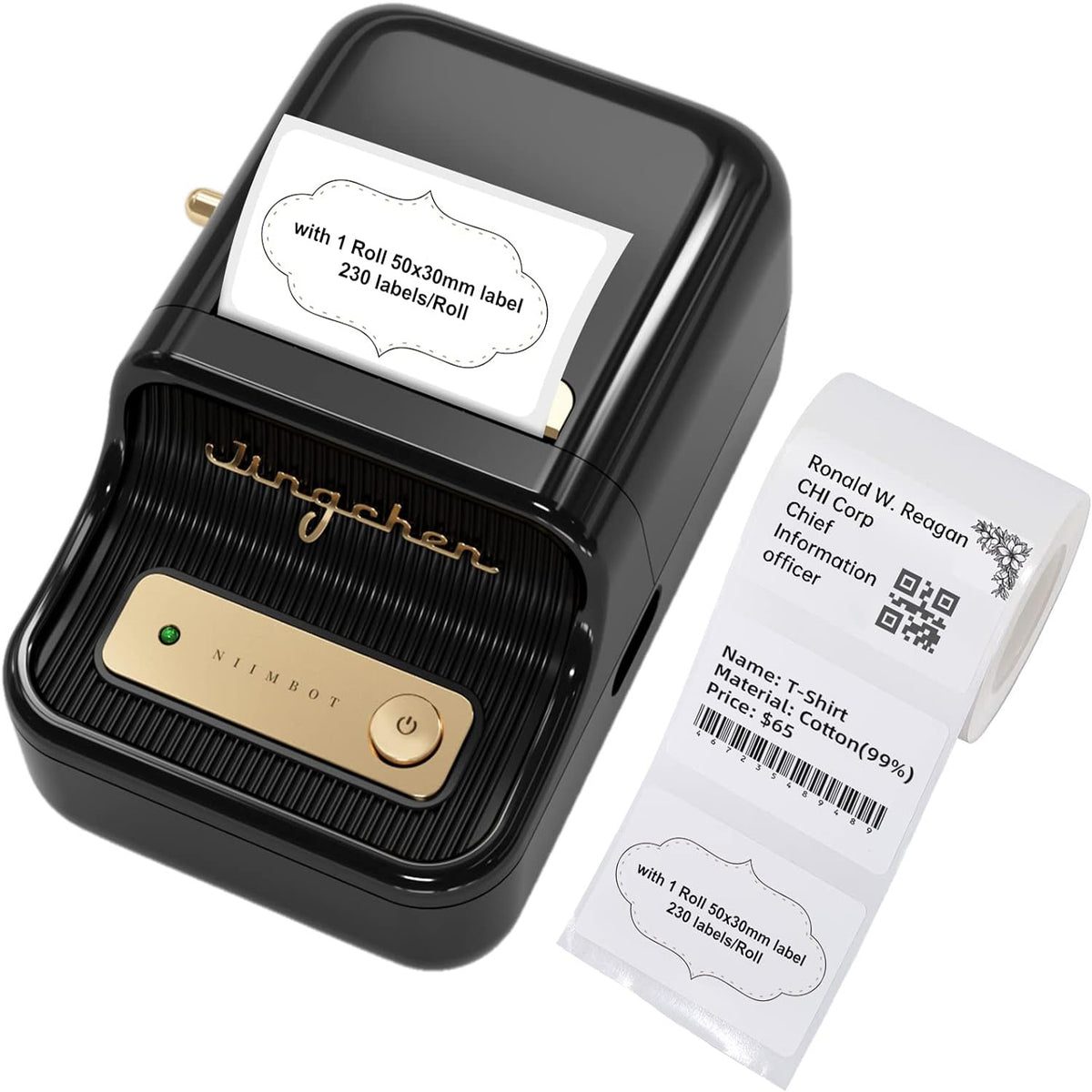 Thermal Label Printer - Efficient Label Maker for Home & Office Organization, Includes 230 Labels (50x30mm)