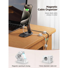 Magnetic Cable Clips – Adjustable Cord Holders for Desk, Car, or Wall, Adhesive Cable Management for Home Office, 6 Pack