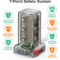 Power Strip Tower Surge Protector - 12 Outlets & 4 USB Ports (1 USB-C), 6.5ft Extension Cord
