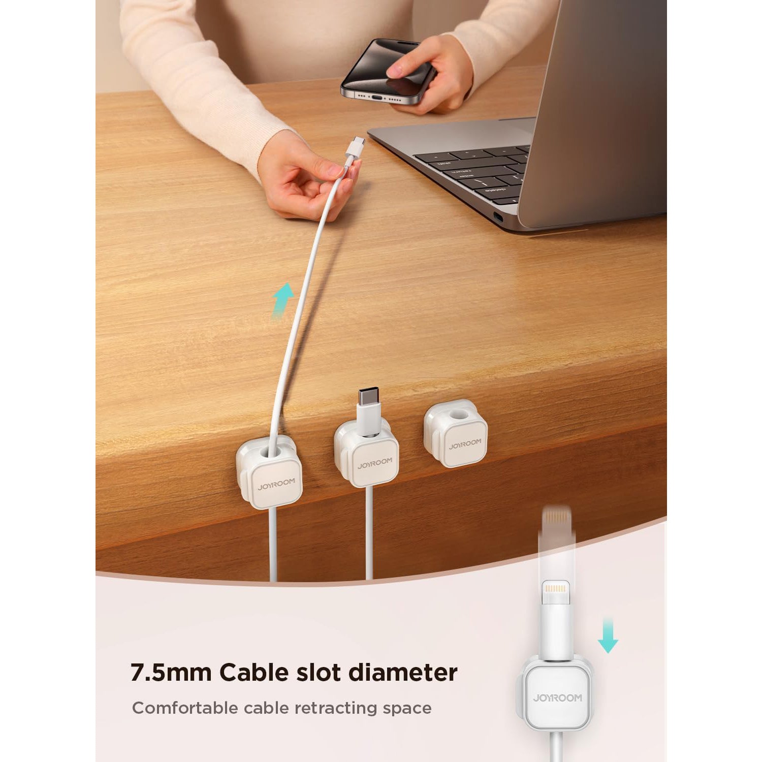 Magnetic Cable Clips – Adjustable Cord Holders for Desk, Car, or Wall, Adhesive Cable Management for Home Office, 6 Pack