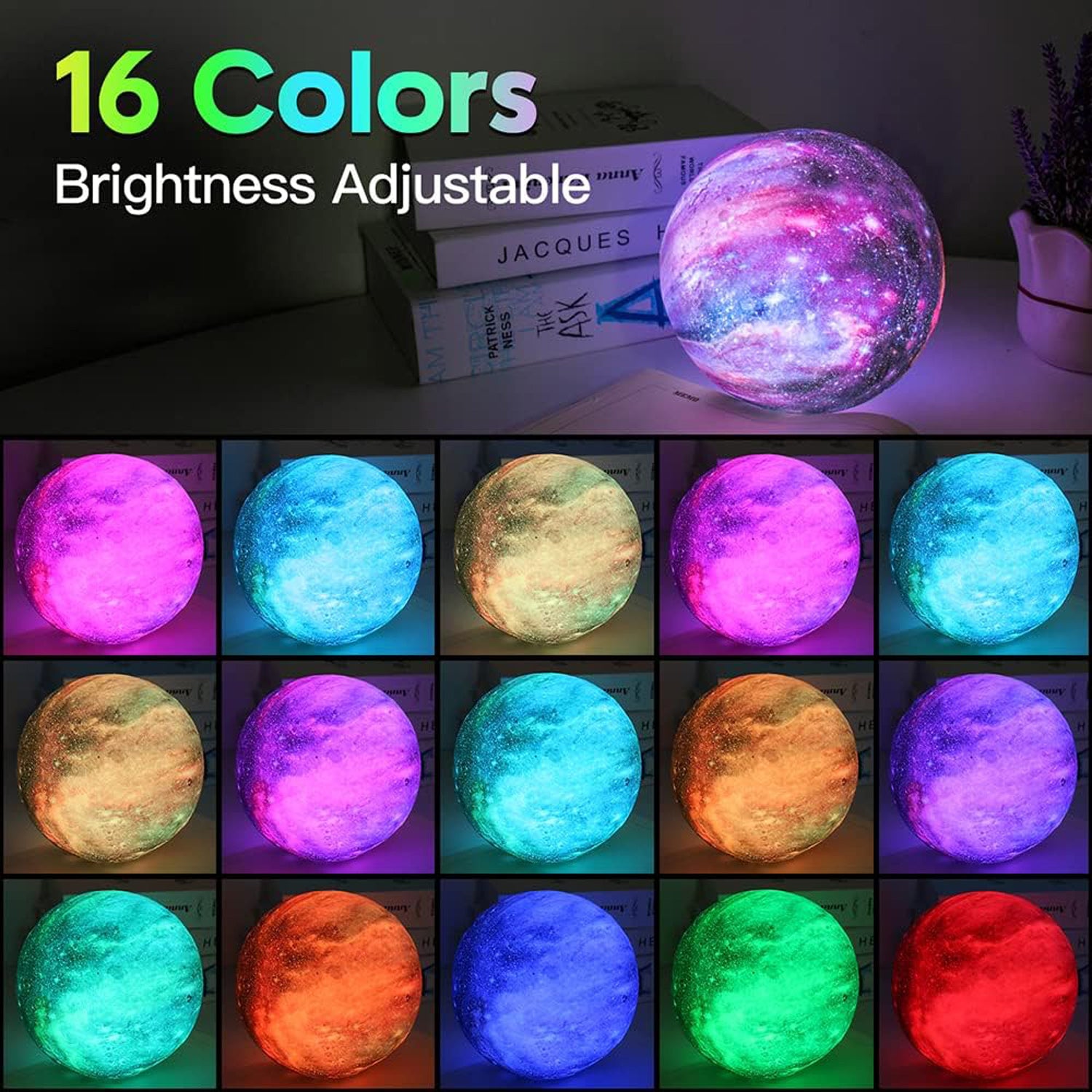 LED galaxy moon light with a stand, adding a stylish touch to any room’s decor