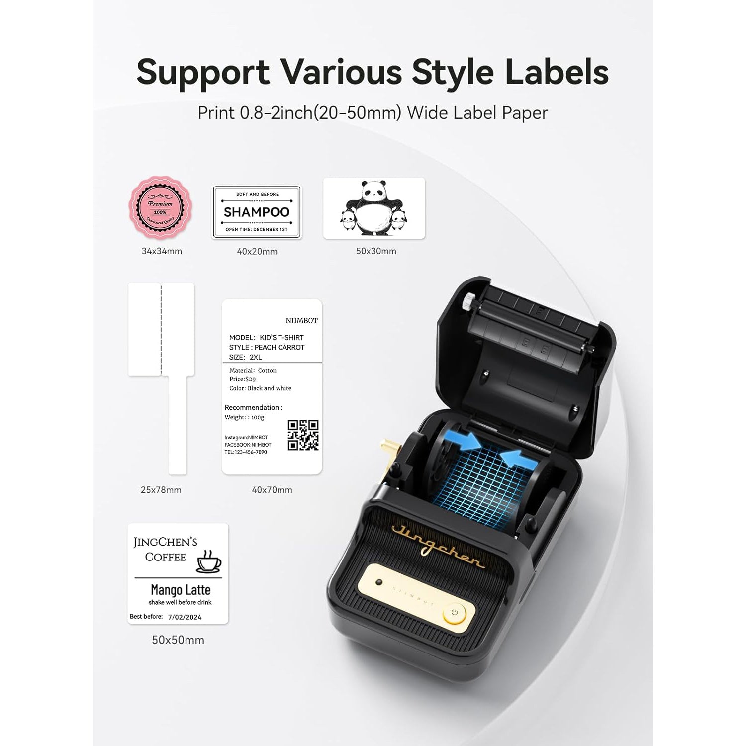 Thermal Label Printer - Efficient Label Maker for Home & Office Organization, Includes 230 Labels (50x30mm)