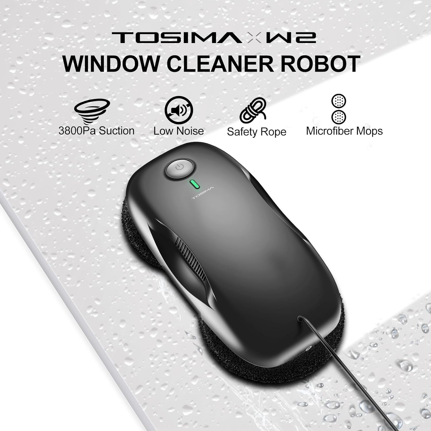 Window Cleaner Robot – Automatic Cleaning with 3800Pa Suction, Intelligent Path Planning, Edge Detection, and Remote Control