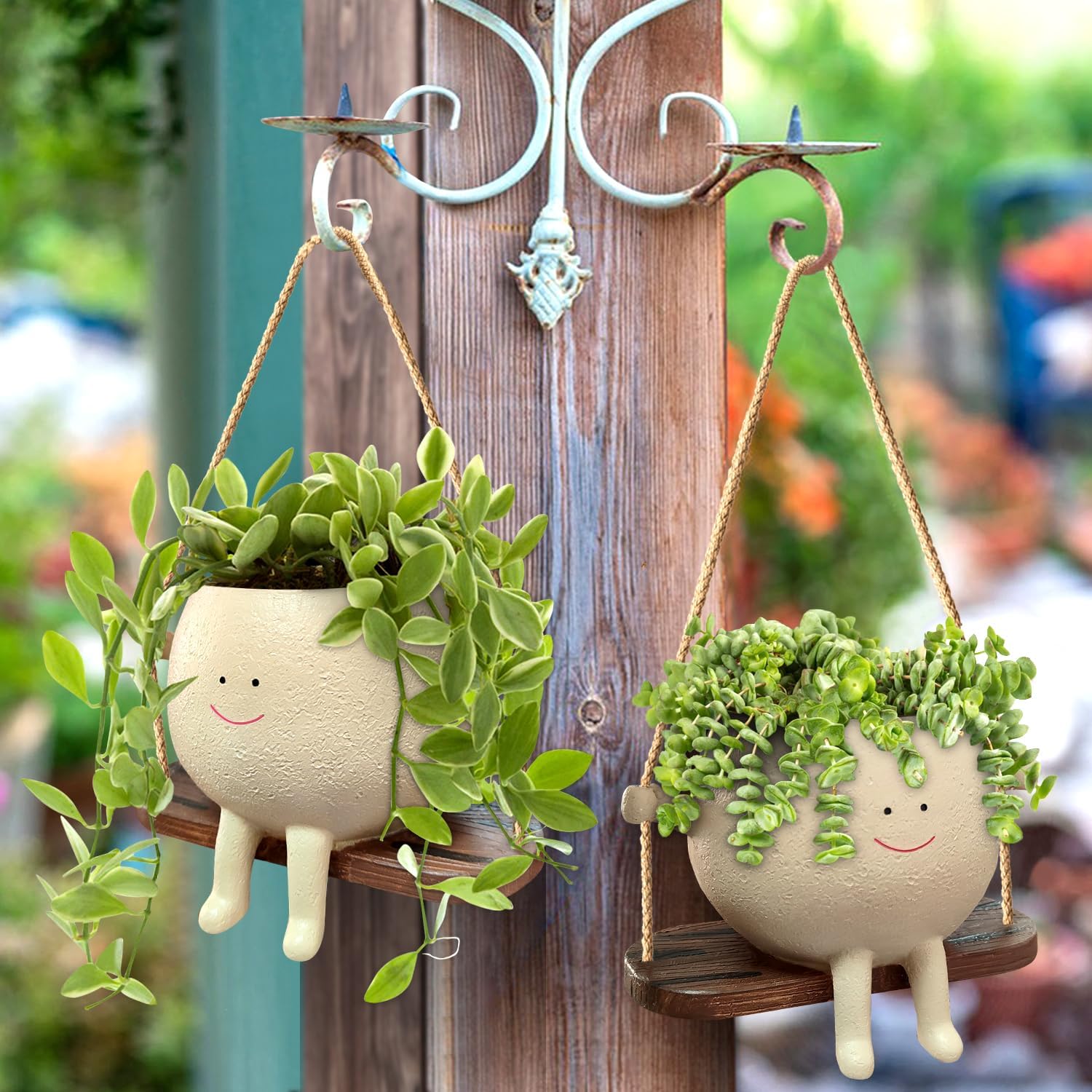 Planter Pot Hanging – Unique Hanging Resin Flower Head Planters for Indoor/Outdoor Use