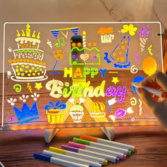 Acrylic light-up whiteboard for creative notes, featuring LED illumination for bright and clear writing, perfect for home or office use