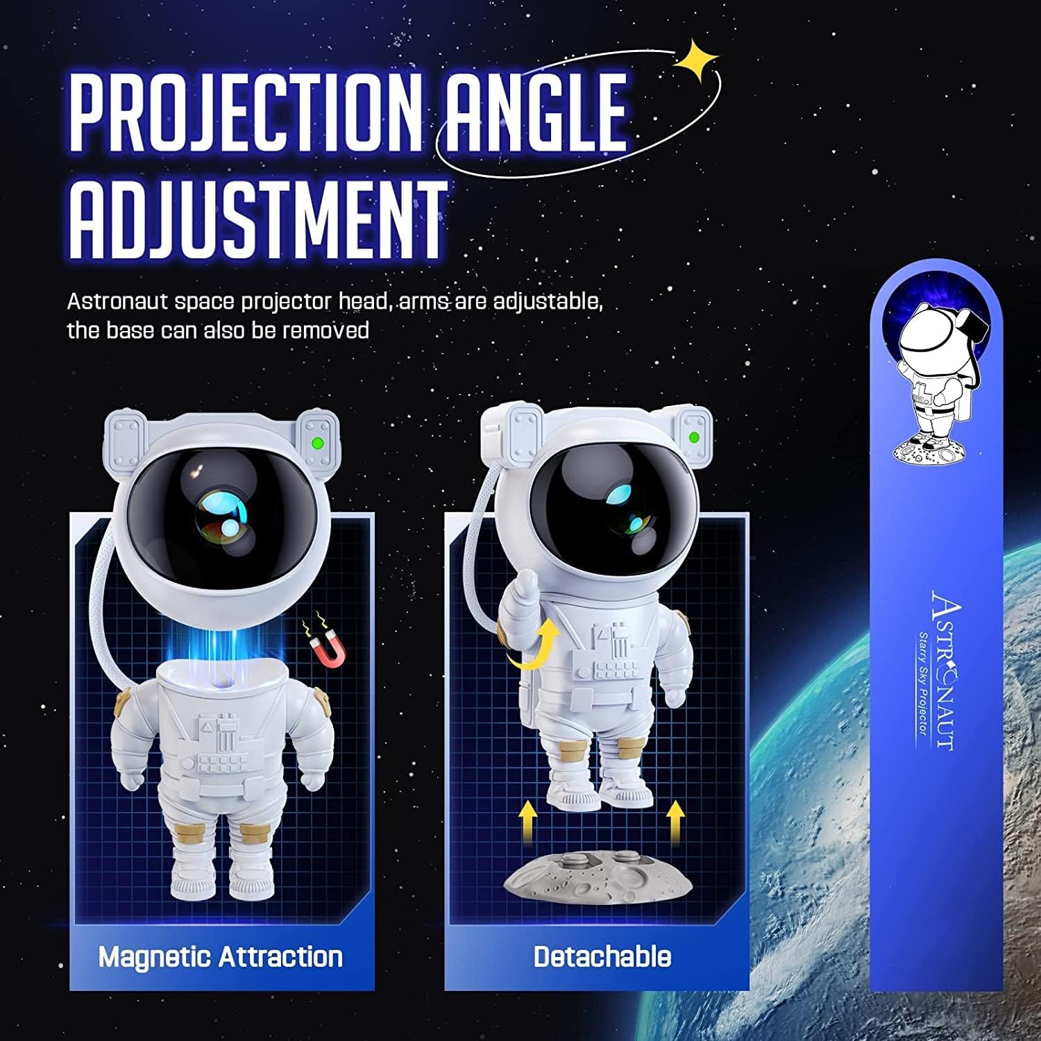 Astronaut star projector with mesmerizing galaxy and nebula lights, a relaxing night light for sleep and home ambiance