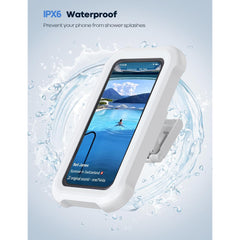 Bathroom phone holder with a waterproof design to safeguard devices, ideal for streaming content or managing calls while in the shower