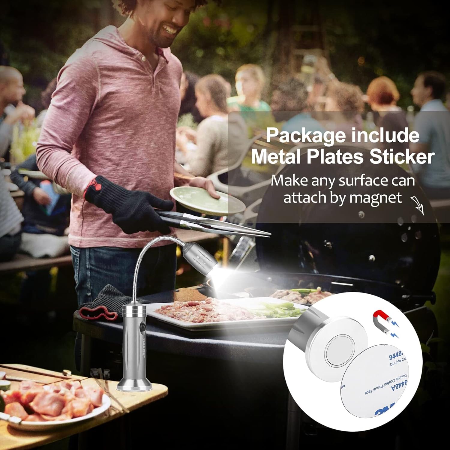 Must-have BBQ accessories including a powerful grill light to make nighttime grilling easier and more enjoyable