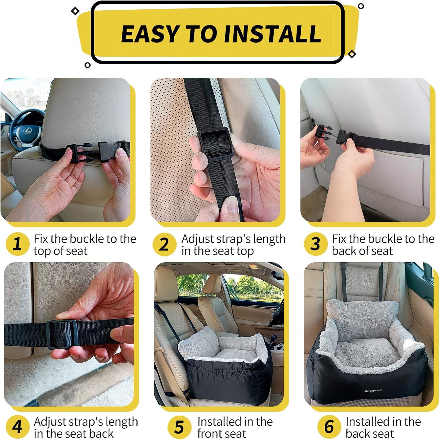 Best dog car seat for small dogs with safety harness, featuring a cushioned design and adjustable straps for a secure and comfortable fit during road trips