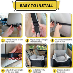Best dog car seat for small dogs with safety harness, featuring a cushioned design and adjustable straps for a secure and comfortable fit during road trips