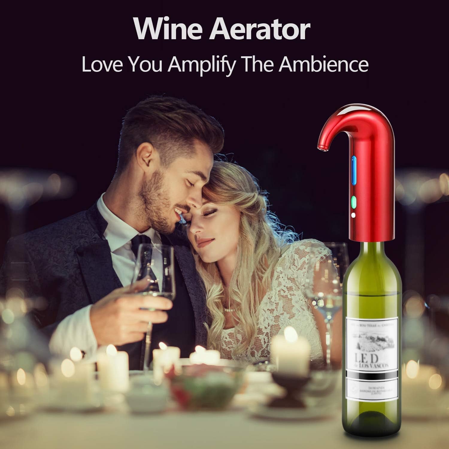 Sleek and modern electric wine aerator, perfect for wine enthusiasts looking to elevate their drinking experience