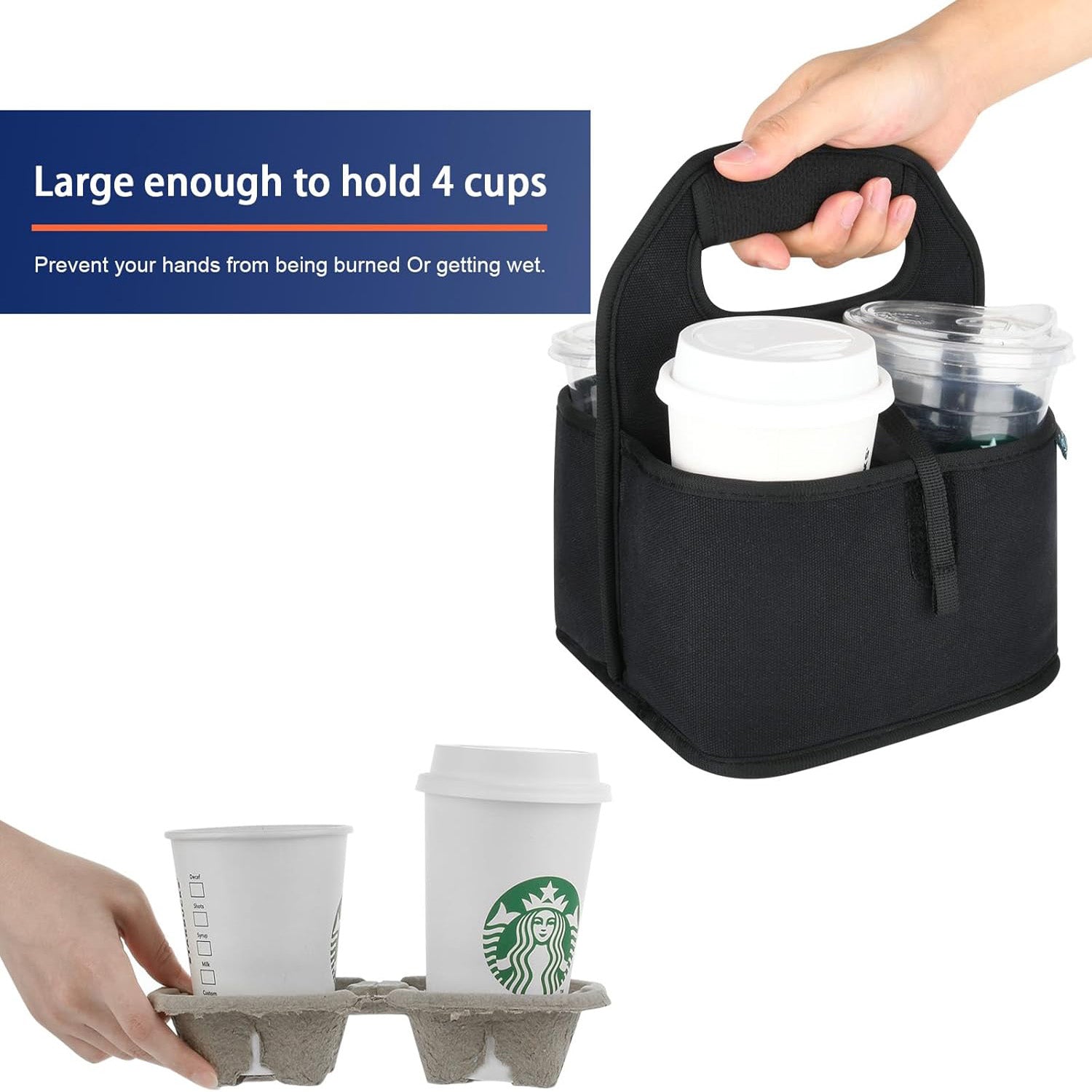 Portable Coffee Cup Holder for Travel, Takeout, and Delivery