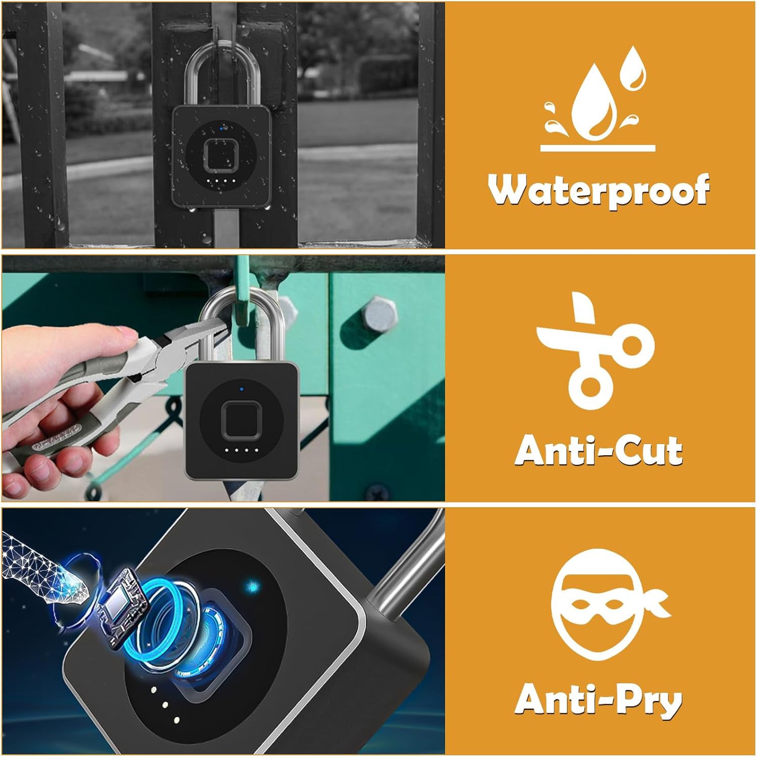 Bluetooth padlock with fingerprint scanning, combining advanced technology with ease of use