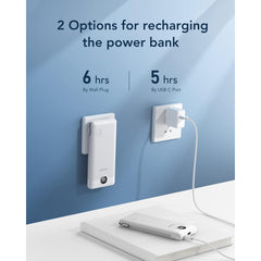 Portable iPhone charger featuring built-in cables and a wall plug for seamless, clutter-free charging wherever you are