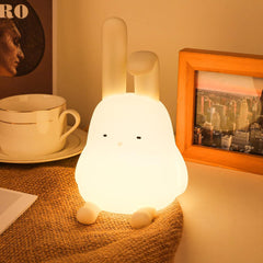 Adorable bunny night light for kids’ bedrooms, featuring a soft LED glow perfect for creating a comforting, cozy atmosphere for children to sleep