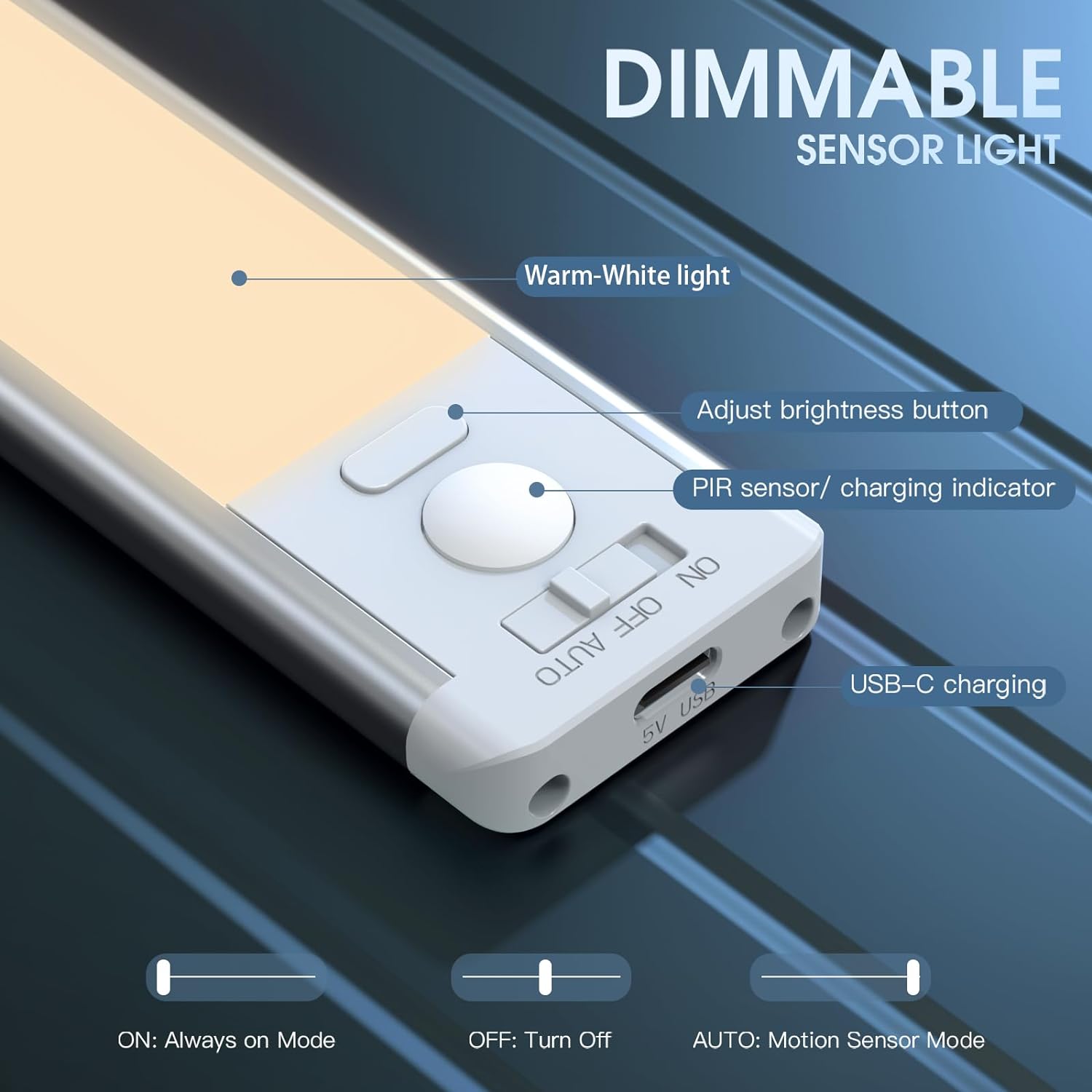 Energy-efficient under cabinet lighting solution with motion sensors for automatic activation