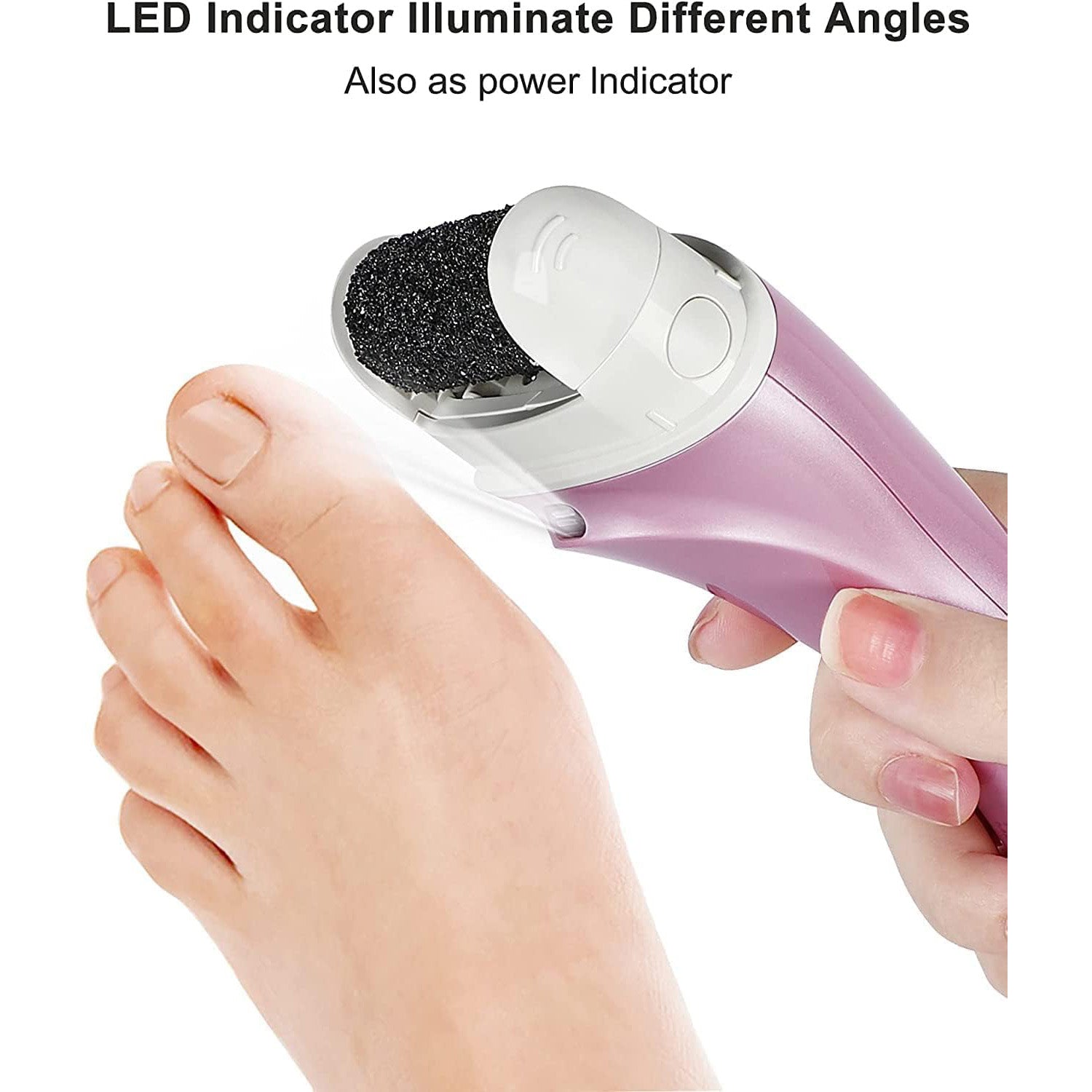 Electric Foot File with rechargeable functionality, designed to exfoliate and smooth feet, ideal for achieving soft, callus-free feet