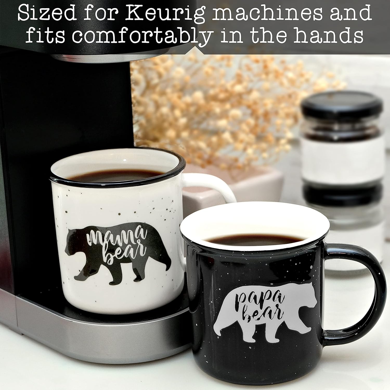 Personalized coffee mugs for couples, featuring heartwarming Mama Bear and Papa Bear themes for a cozy dining experience