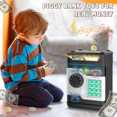 Fun and functional coin bank for kids, ideal for teaching children to save pocket change and small bills