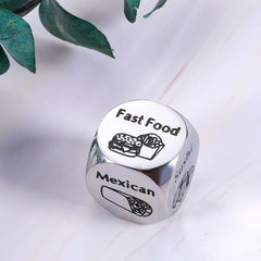 Couples dice set designed for fun meal planning, promoting interactive dining experiences