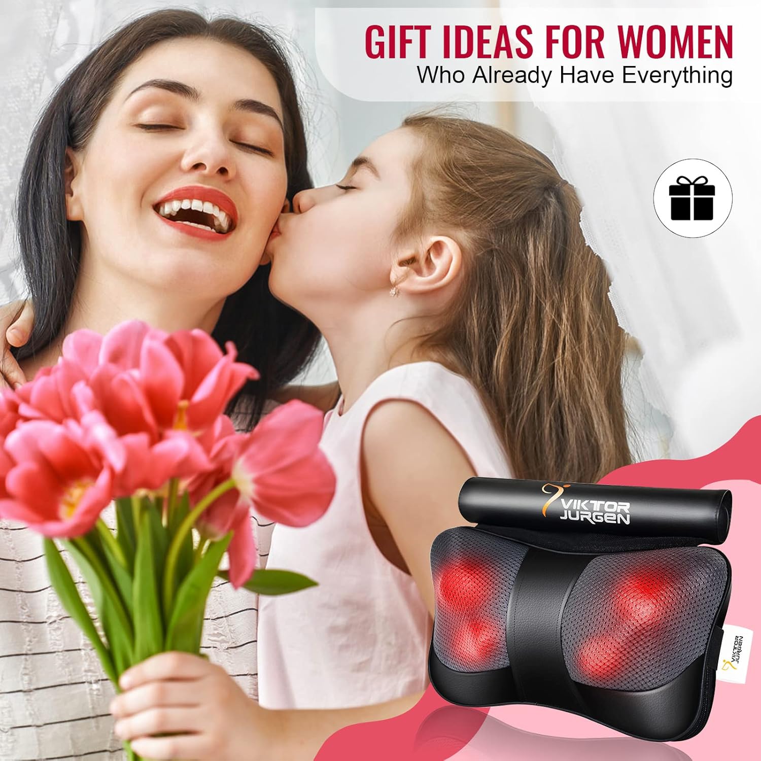 Compact heated massager, perfect for use at home or on-the-go, providing soothing relief