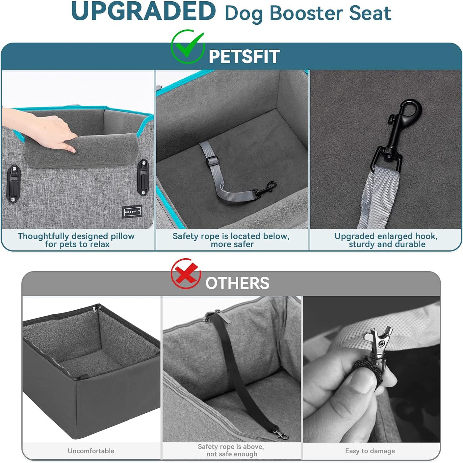 Adjustable dog car seat suitable for small breeds, featuring a foldable design for convenient storage and a non-slip base to prevent sliding during travel