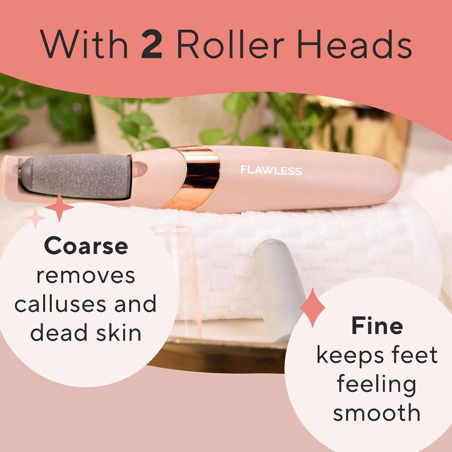 Electric foot file for removing calluses and rough patches on feet, easy to use and ideal for personal pedicures at home