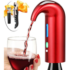 Electric wine aerator elegantly displayed on a kitchen countertop, designed to enhance wine flavors and aromas quickly