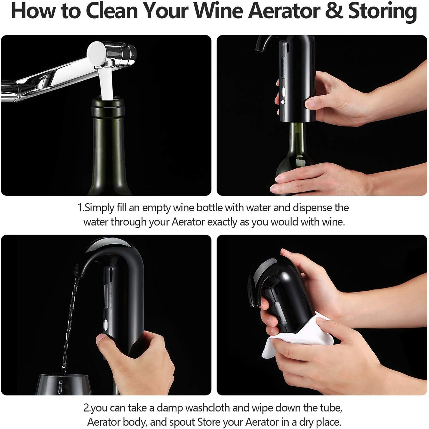 Electric wine aerator with a built-in filter, demonstrating its innovative design for purifying and aerating wine efficiently