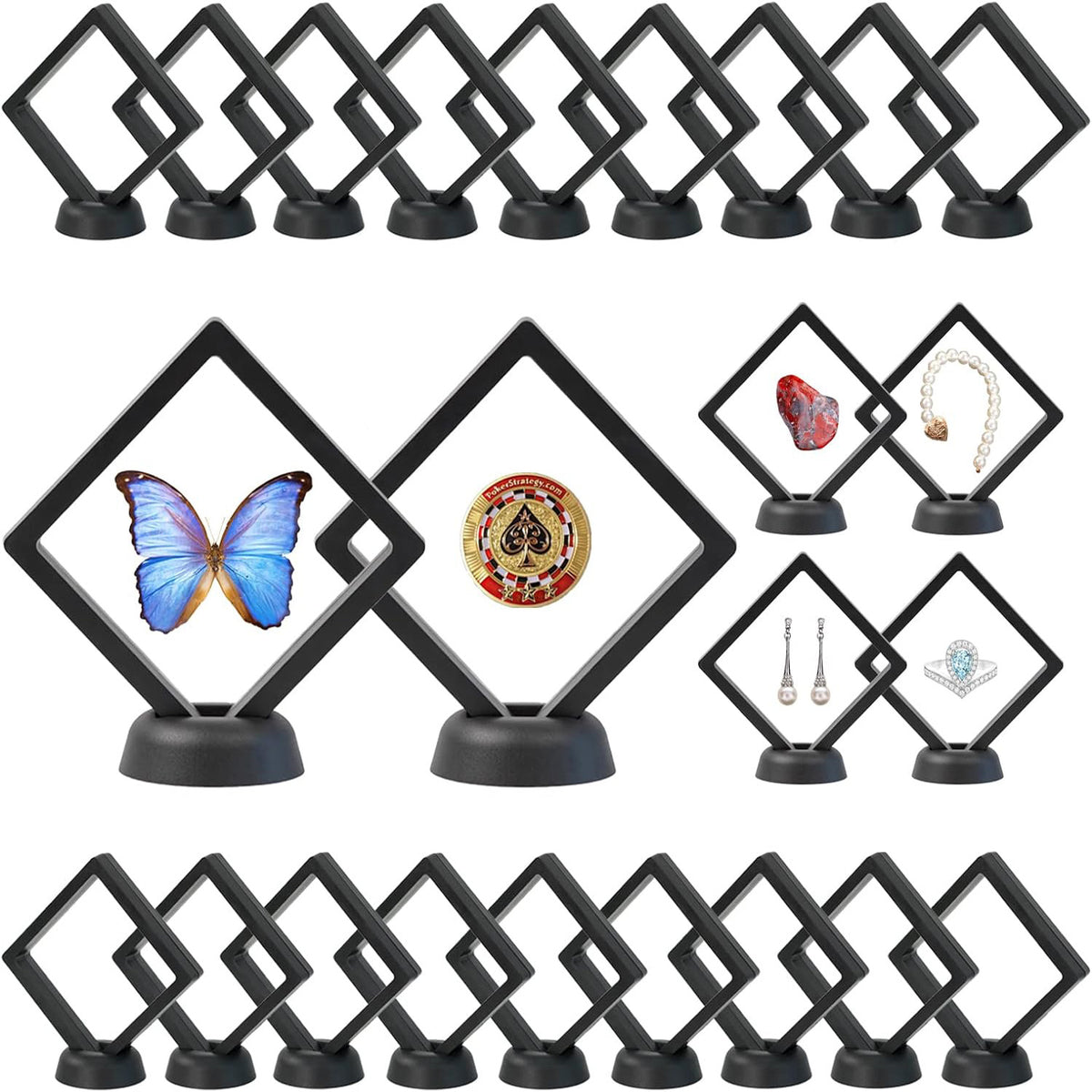 Elegant floating display case designed for showcasing collectibles and decorative items, featuring a modern wall-mounted design that enhances any room's aesthetic